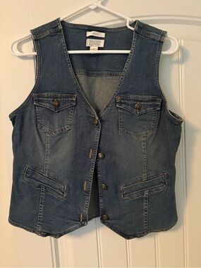 Christopher & Banks Dark Blue Denim Vest